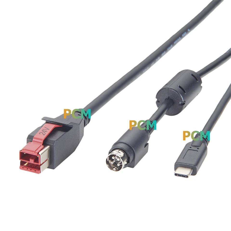 Powered USB To USB-C And Hosiden 4Pin 24V Power Cable