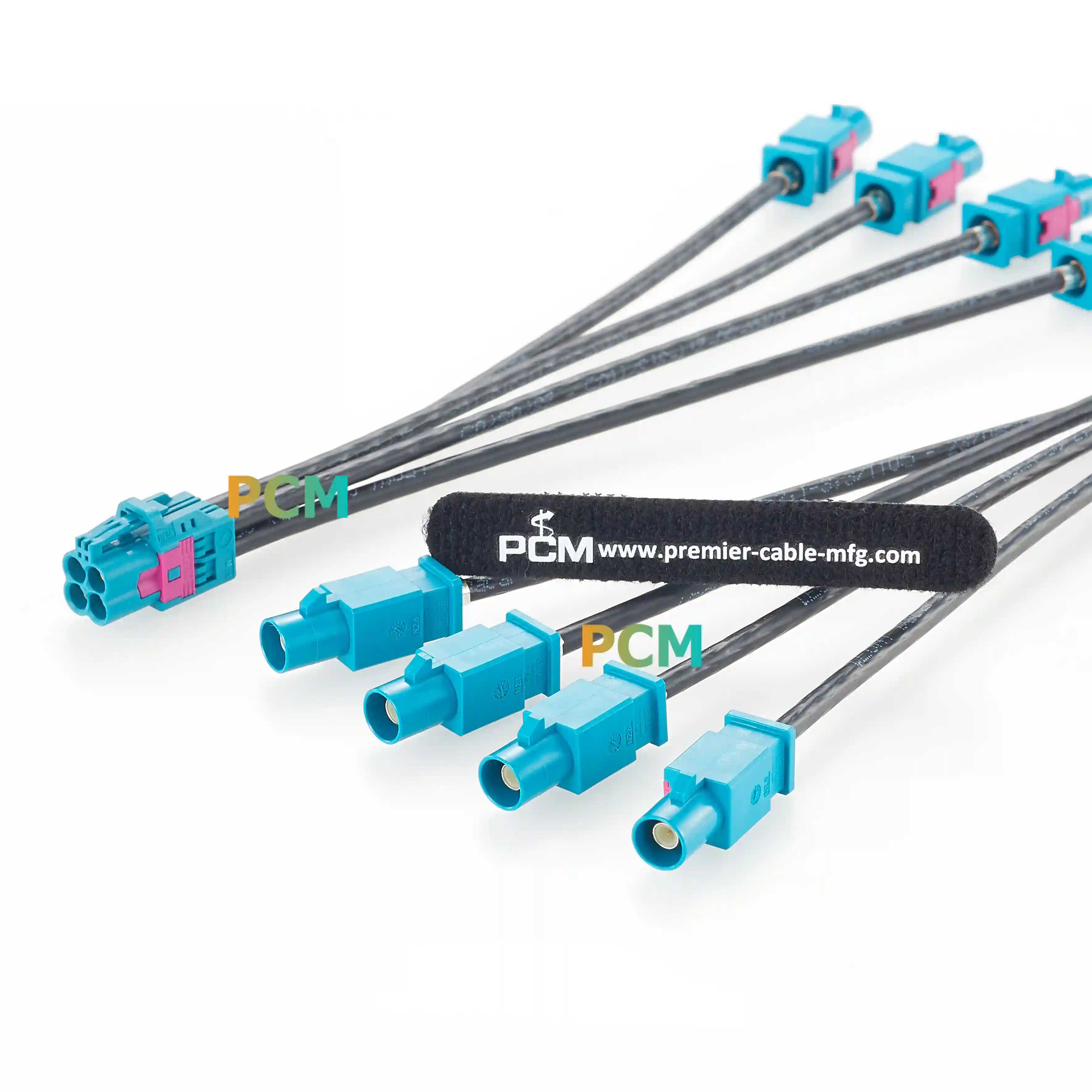 Quad HFM Jack to Four FAKRA Plug Coaxial Fanout Cable Quad HFM Jack to Four FAKRA Plug Coaxial Fanout Cable